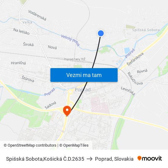 Spišská Sobota,Košická Č.D.2635 to Poprad, Slovakia map