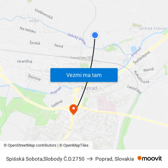 Spišská Sobota,Slobody Č.D.2750 to Poprad, Slovakia map