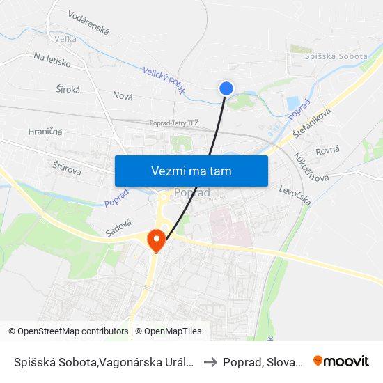 Spišská Sobota,Vagonárska Urálska to Poprad, Slovakia map