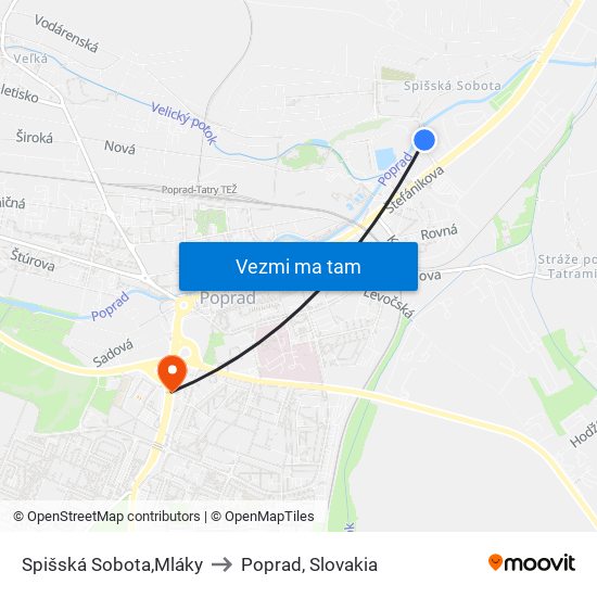 Spišská Sobota,Mláky to Poprad, Slovakia map