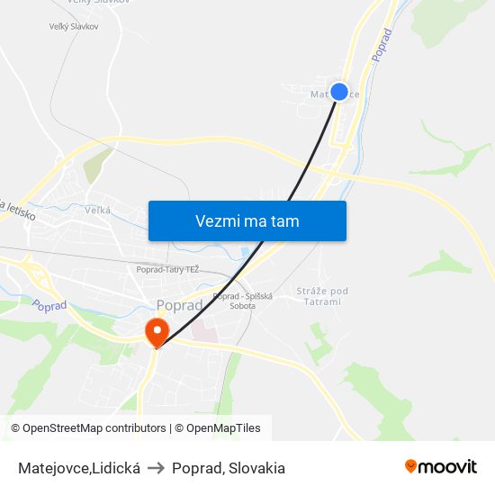 Matejovce,Lidická to Poprad, Slovakia map