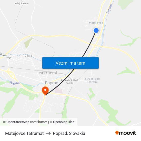 Matejovce,Tatramat to Poprad, Slovakia map