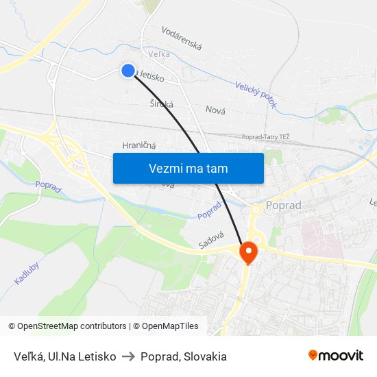 Veľká, Ul.Na Letisko to Poprad, Slovakia map