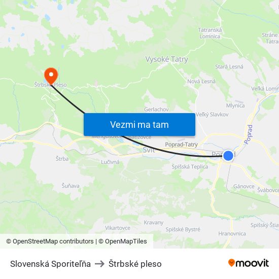 Slovenská Sporiteľňa to Štrbské pleso map