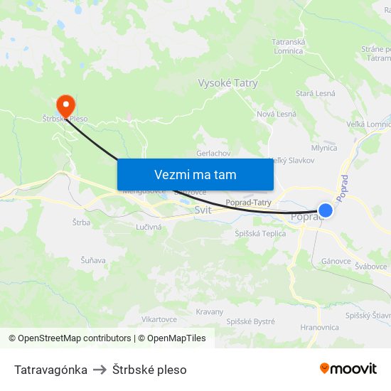 Tatravagónka to Štrbské pleso map