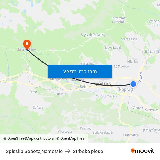 Spišská Sobota,Námestie to Štrbské pleso map