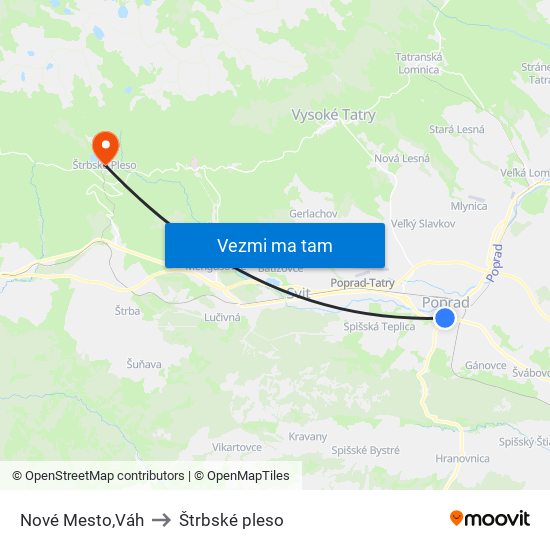 Nové Mesto,Váh to Štrbské pleso map