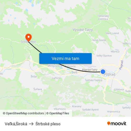 Veľká,Široká to Štrbské pleso map