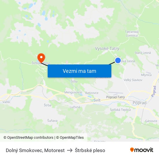 Dolný Smokovec, Motorest to Štrbské pleso map