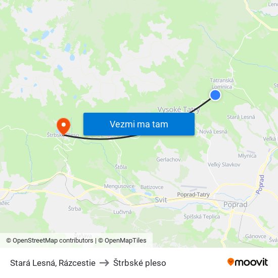 Stará Lesná, Rázcestie to Štrbské pleso map