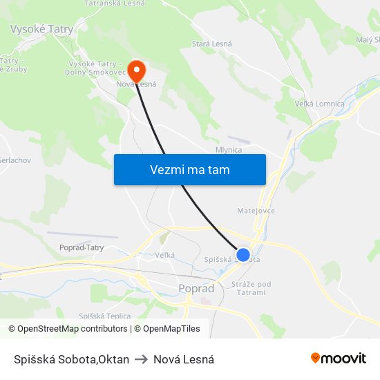 Spišská Sobota,Oktan to Nová Lesná map