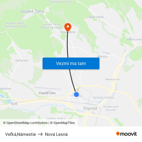 Veľká,Námestie to Nová Lesná map