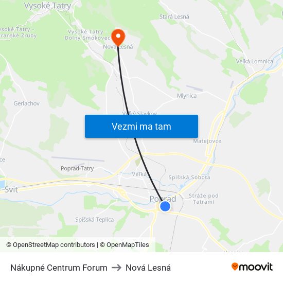 Nákupné Centrum Forum to Nová Lesná map