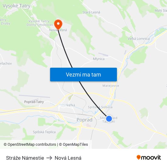 Stráže Námestie to Nová Lesná map