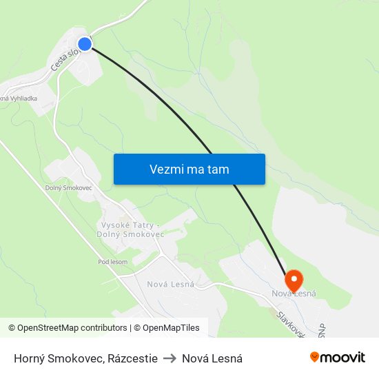 Horný Smokovec, Rázcestie to Nová Lesná map