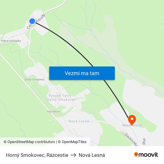 Horný Smokovec, Rázcestie to Nová Lesná map