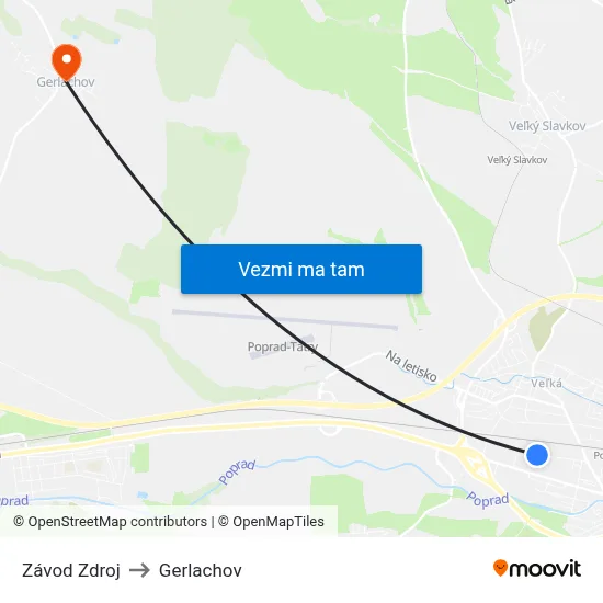 Závod Zdroj to Gerlachov map