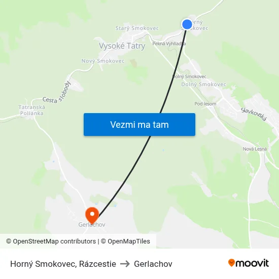 Horný Smokovec, Rázcestie to Gerlachov map