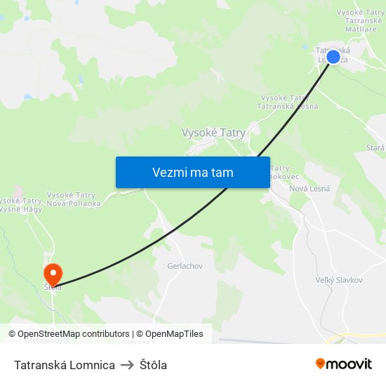 Tatranská Lomnica to Štôla map