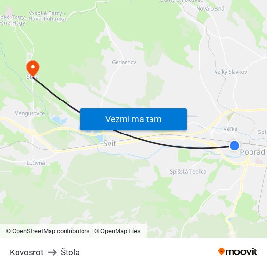 Kovošrot to Štôla map