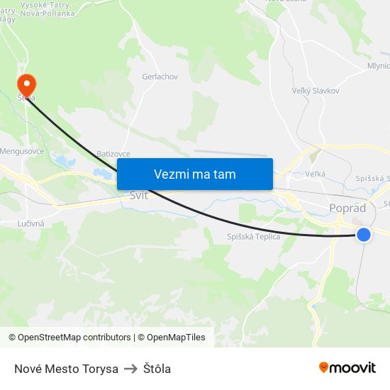 Nové Mesto Torysa to Štôla map