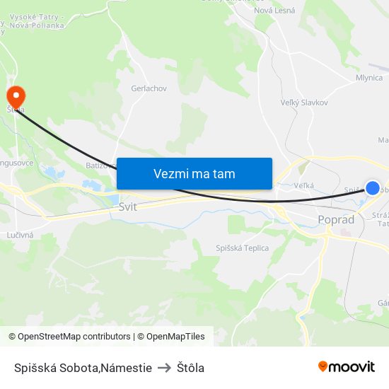 Spišská Sobota,Námestie to Štôla map