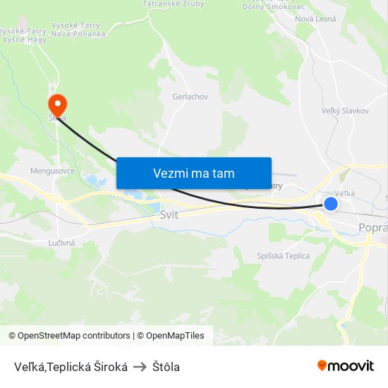 Veľká,Teplická Široká to Štôla map