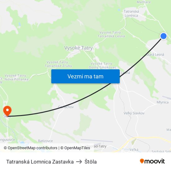 Tatranská Lomnica Zastavka to Štôla map