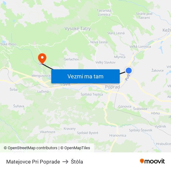 Matejovce Pri Poprade to Štôla map