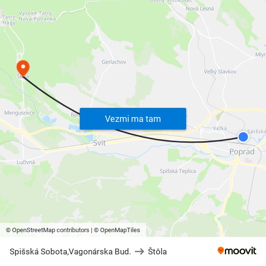 Spišská Sobota,Vagonárska Bud. to Štôla map