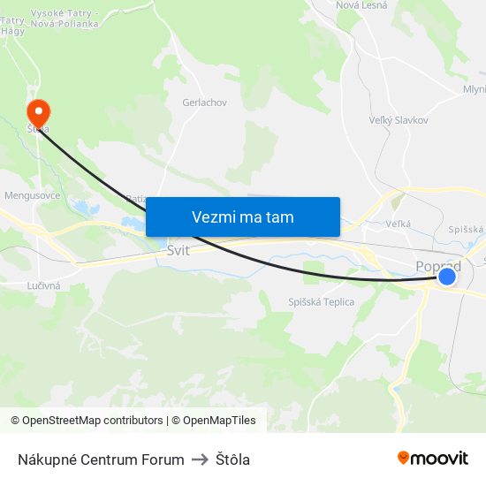 Nákupné Centrum Forum to Štôla map