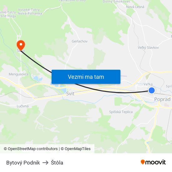 Bytový Podnik to Štôla map