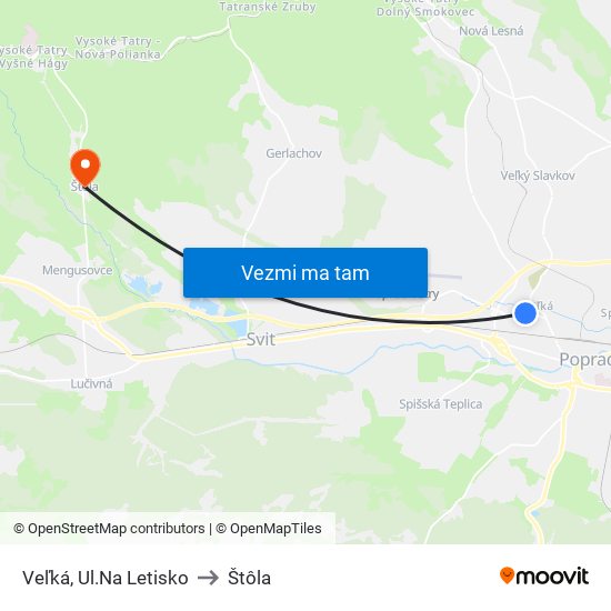 Veľká, Ul.Na Letisko to Štôla map