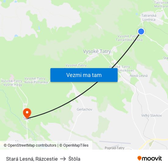 Stará Lesná, Rázcestie to Štôla map