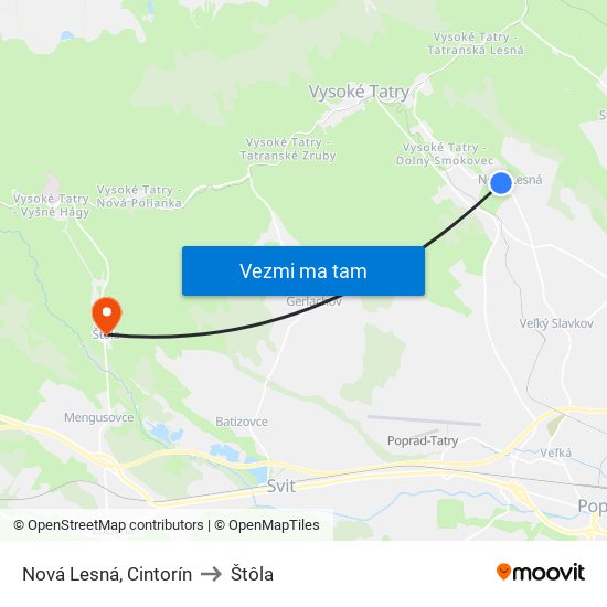 Nová Lesná, Cintorín to Štôla map