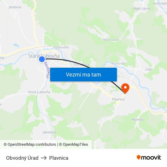 Obvodný Úrad to Plavnica map