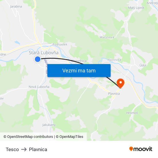 Tesco to Plavnica map