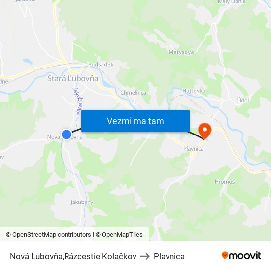 Nová Ľubovňa,Rázcestie Kolačkov to Plavnica map