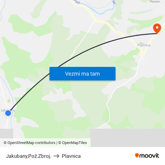 Jakubany,Pož.Zbroj. to Plavnica map