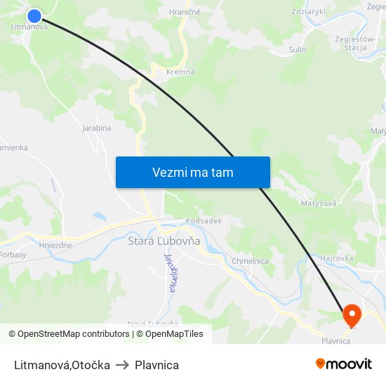 Litmanová,Otočka to Plavnica map