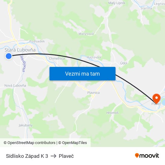 Sídlisko Západ K 3 to Plaveč map