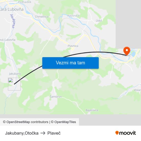 Jakubany,Otočka to Plaveč map