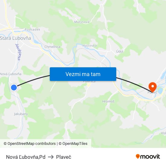 Nová Ľubovňa,Pd to Plaveč map