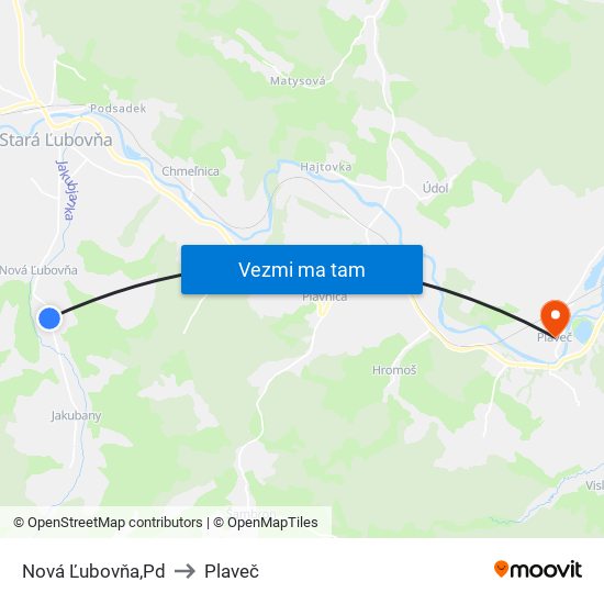 Nová Ľubovňa,Pd to Plaveč map