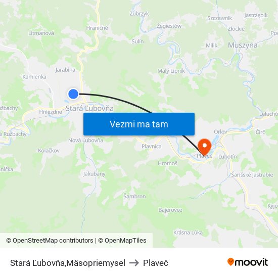 Stará Ľubovňa,Mäsopriemysel to Plaveč map