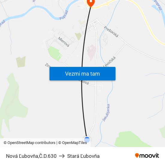 Nová Ľubovňa,Č.D.630 to Stará Ľubovňa map