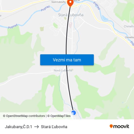 Jakubany,Č.D.1 to Stará Ľubovňa map