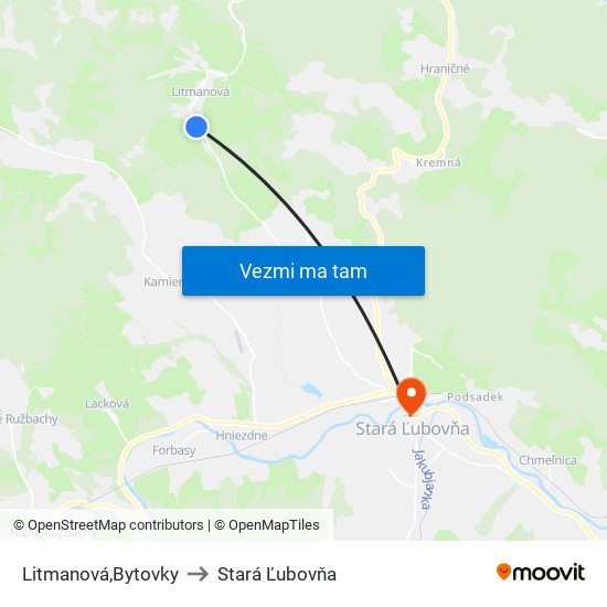 Litmanová,Bytovky to Stará Ľubovňa map