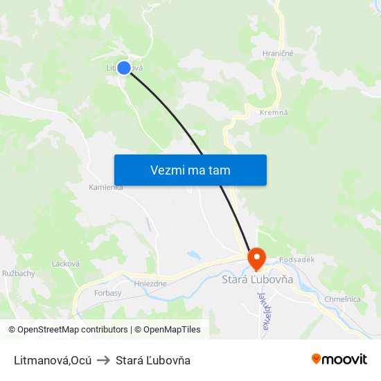 Litmanová,Ocú to Stará Ľubovňa map