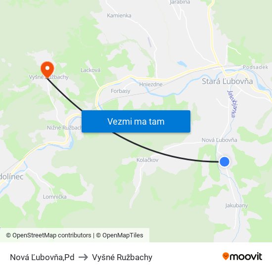 Nová Ľubovňa,Pd to Vyšné Ružbachy map